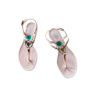 NEW GUESS TRIANGLE LOGO ANKLE STRAP JELLY SANDAL BLUSH PINK SZ-8